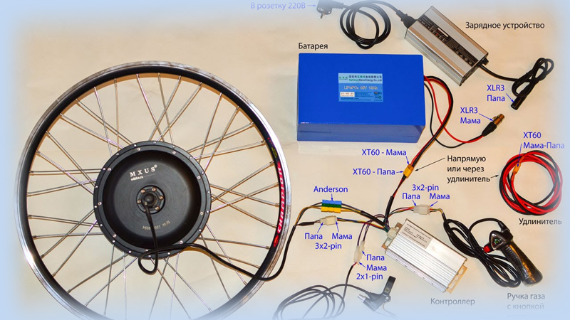 Схема контроллера и электро-колеса